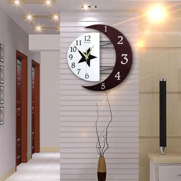 

wall clocks fashion creative moon clock decorative modern design home decor for living room/kid room duvar saati reloj pared despertado