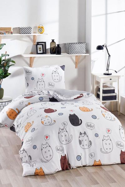 

bedding sets junior duvet cover set single size hellocats white ep-022027