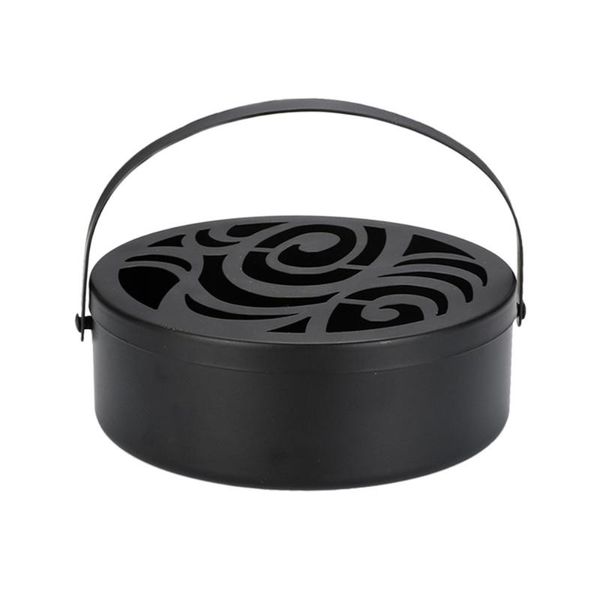

fragrance lamps 1pc iron mosquito coil box round hollow burner with handle