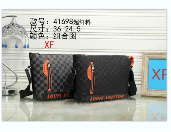 

100% #13;lv louis bag vitton mens briefcase business package classic shoulder bag clutch handbag luxury messenger bags totes, Red;black