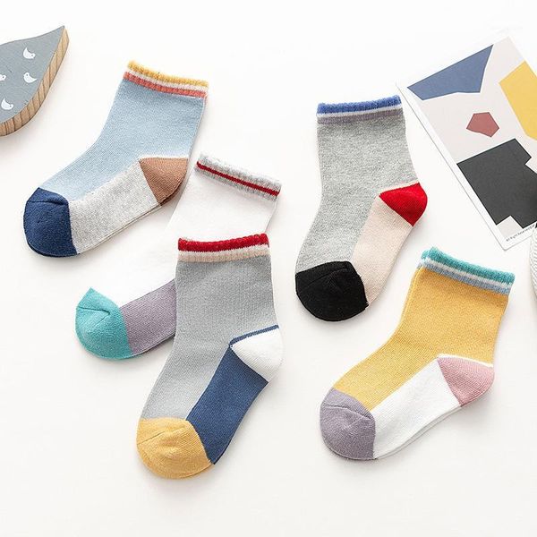 

pairs baby socks for girls boys spring autumn winter cotton cartoon striped non slip skid breathable keep warm kids, Pink;yellow