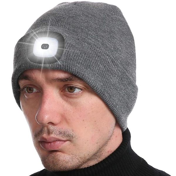 

lighted cap warm beanies hands fishing running beanie hat flash headlight camping hiking caps button battery type outdoor hats, Black;white