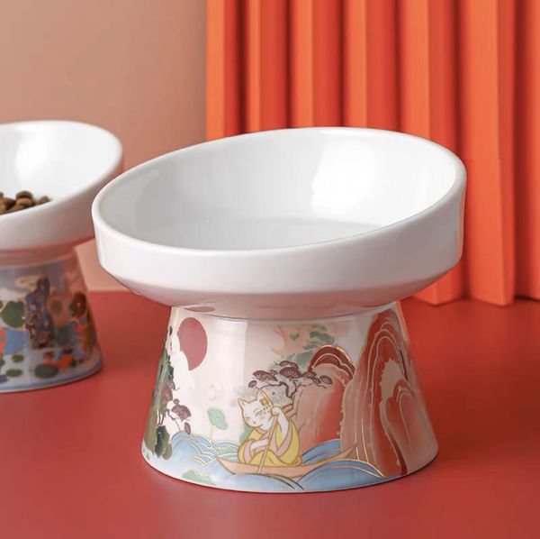 

cat bowls & feeders ceramic bowl feeder with mat bone china cervical protect water small dog pet supply for