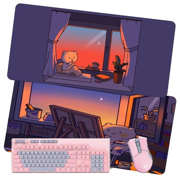 

mouse pads & wrist rests cute wind pad cure bear 60x30cm mousepad lock edge cartoon girl boy student notebook keyboard computer mat otaku