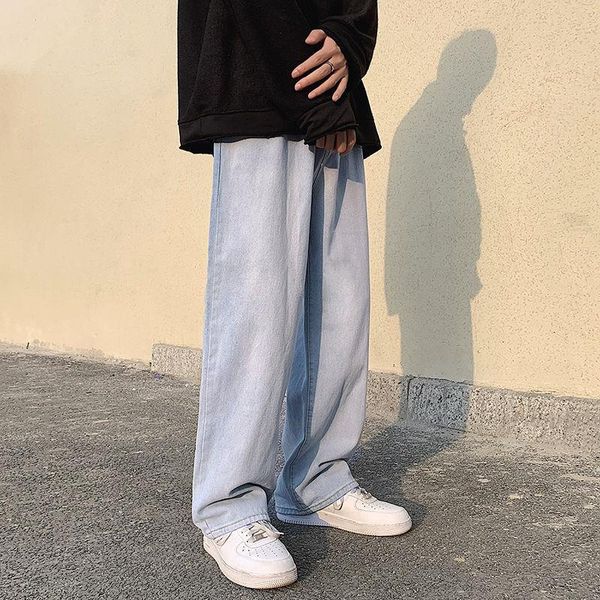 

men's jeans korean wide-leg fashion casual retro blue men streetwear loose hip-hop straight denim trousers mens -2xl