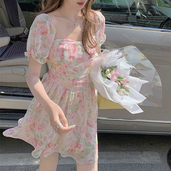 

casual dresses summer elegant women's es party french vintage mini floral females sweet sleeve korean style design 260g, Black;gray