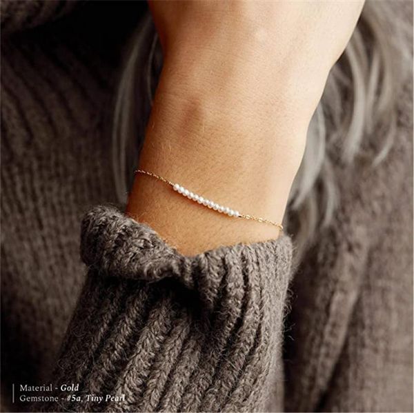 

link, chain all season dainty pearl bracelet anklet for women 17cm length stainless steel beads femme jewelry holiday gift, Black