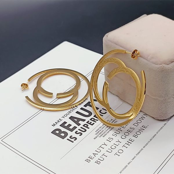 

2021 fashion luxury golden charm ladies wild party large version double g letter jewelry earrings gifts