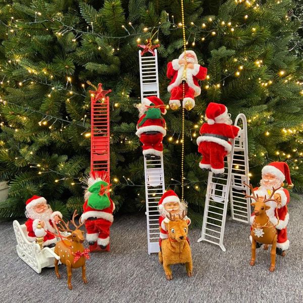 

party decoration music christmas santa claus toy electric climb ladder tree hanging ornament for children year