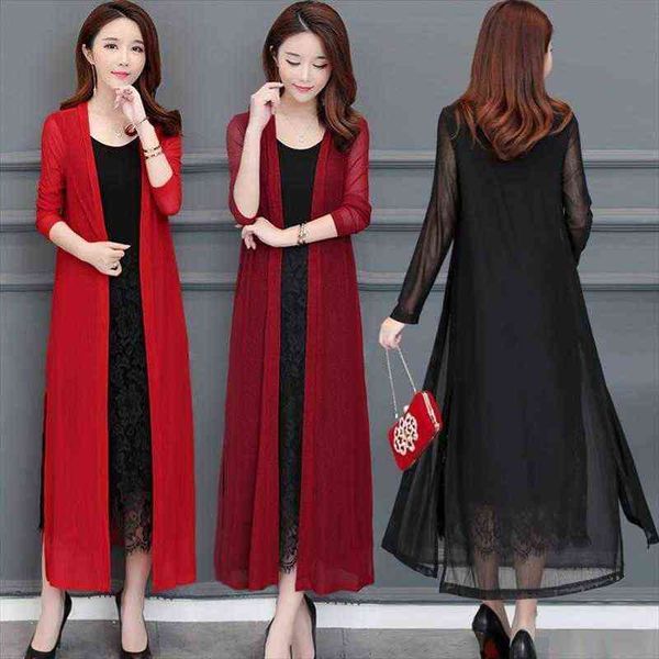 

lededaz 6xl spring summer womens sweater long knitted cardigan women fashion oversized pullovers loose kimono black red, White;black