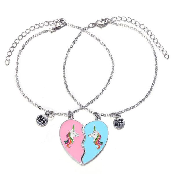 

harong friend forever bracelet broken heart bff charm chain cute enamel couple bracelets trendy jewelry women gift, Golden;silver