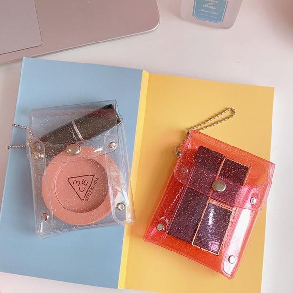 

card holders korea kawaii transparent coin purse makeup bag pouch organizer case storage id holder wallet, Brown;gray