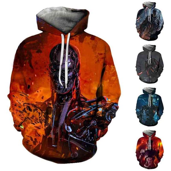 

autumn and winter new men's 2021 casual fashion terminator hoodie, Black