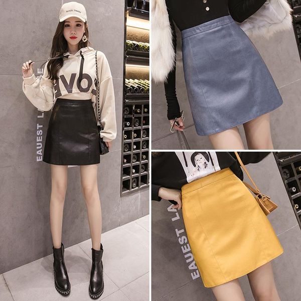 

skirts high waist skirt women autumn and winter 2021 was thin wild a word short mini, Black