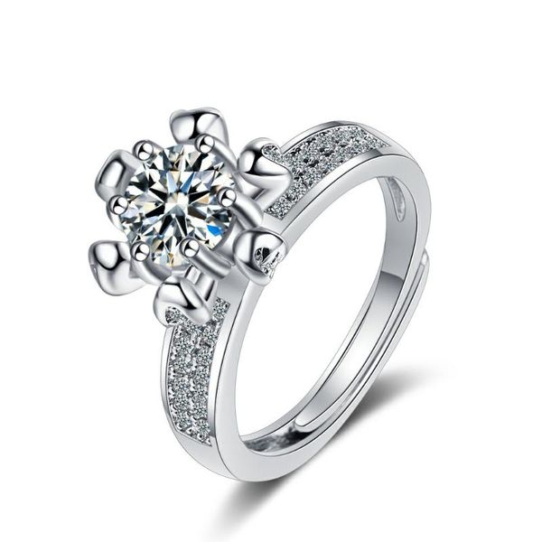 

wedding rings trendy sparkling elevated zircon round shape open ring for women proposal engagement 2021 fashion jewelry, Slivery;golden