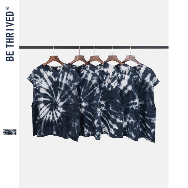 

be men's clothing | 2021 spring and summer vortex tie dye shawl chao brand high street dark men's and women's vt t-shirt, White;black