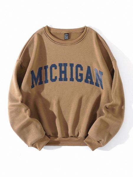 

letter graphic drop shoulder thermal pullover n6gx#, White;black
