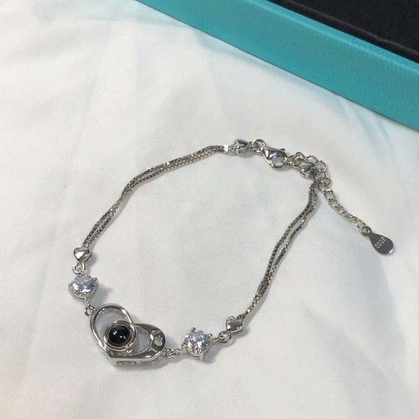 

luxury bracelet love design link bracelets heart diamond style chain women jewelry 18k rose gold, Black