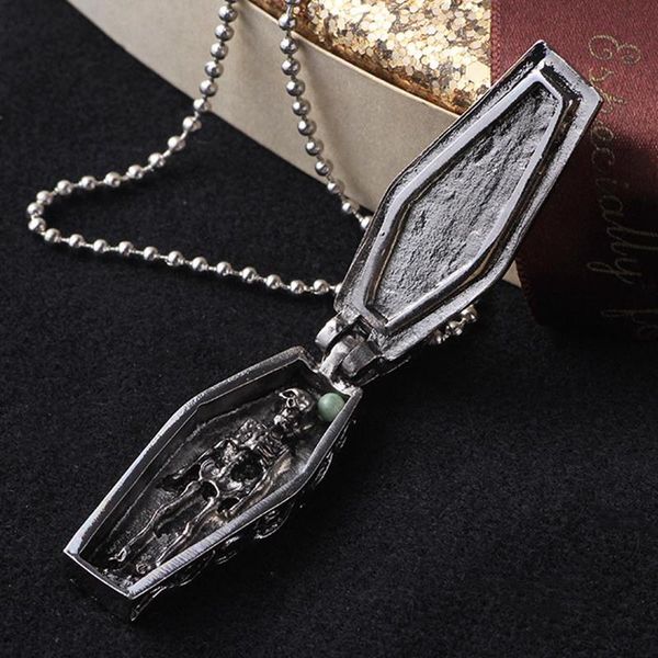 

gothic cross stainless steel coffin necklace women men skull necklaces skeleton collier femme collares de moda pendant, Silver