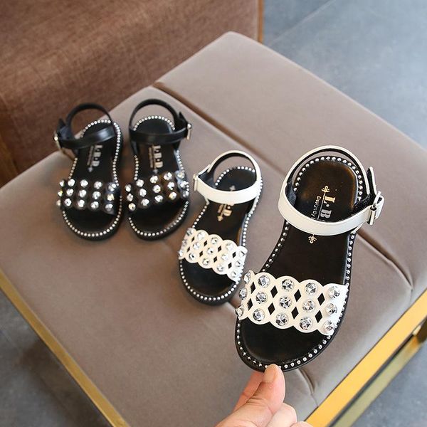 

sandals girls summer toddler infant kids pearl crystal rhinestone children slippers shoes baby princess beach, Black;red