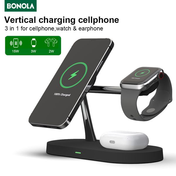 

3 in 1 magnetic wireless charger for cell phone chargers watch holder