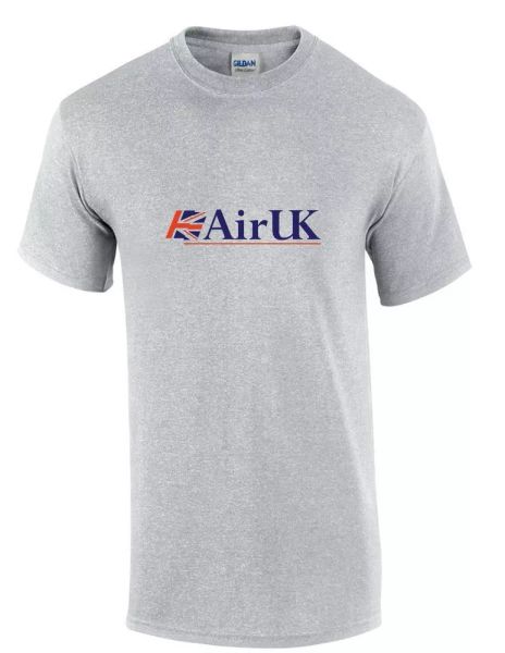 

air uk blue red retro logo british airline sport gray cotton t-shirt, White;black