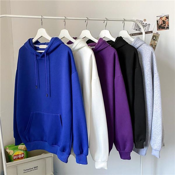 

women's hoodies & sweatshirts autumn and winter hong kong ins velvet padded hooded sweatshirt men's korean style trendy solid color, Black