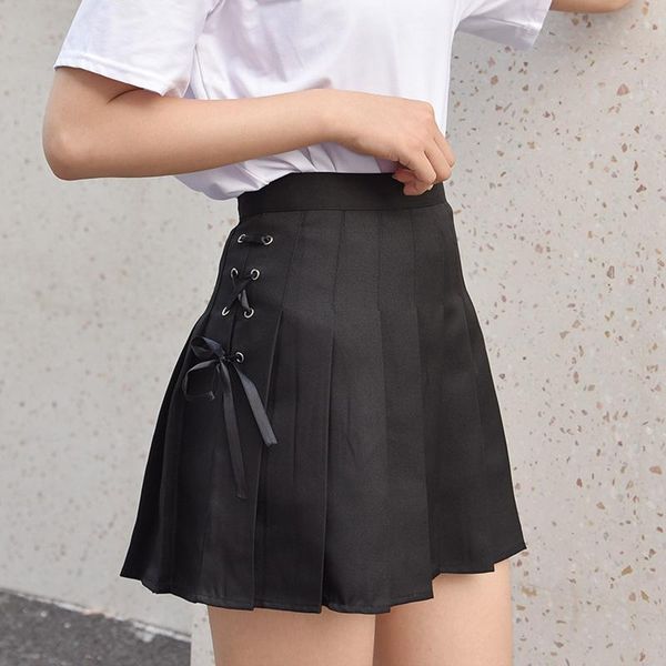 

skirts pleated skirt women solid a-line anti-burnout high waist short fashion mini shirt black streetwear summer skirt#45