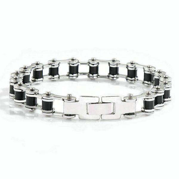 

punk stainless steel bicycle bracelet fashion simple rock men titanium steel jewelry, Black