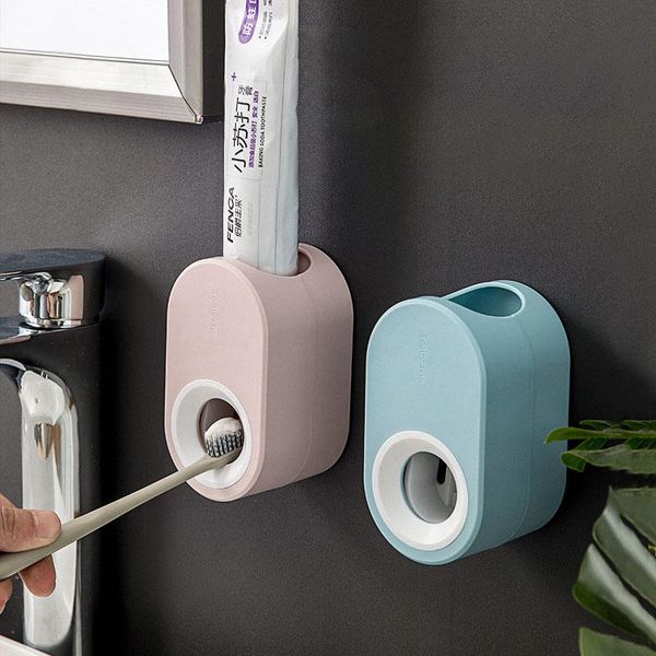

bath accessory set automatic toothpaste dispenser dust-proof toothbrush holder wall mount stand bathroom accessories squeezers tooth