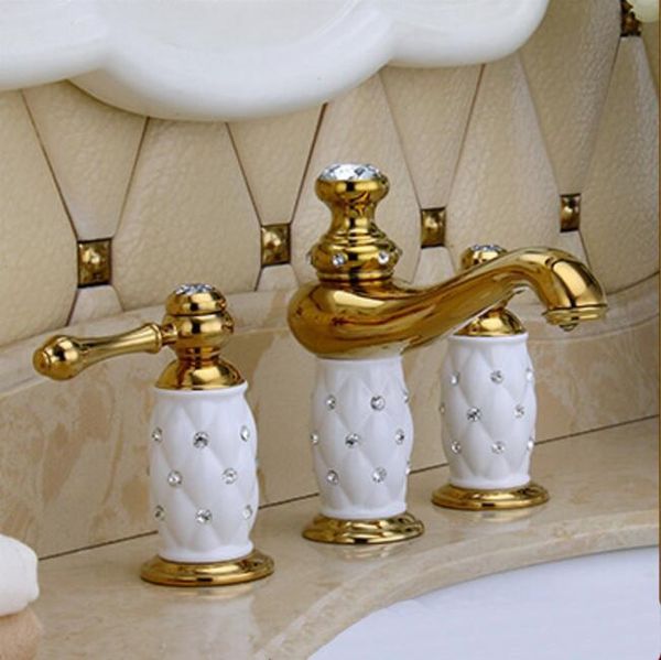 

bathroom sink faucets arrivals luxury basin faucet 8 inch water tap brass ceramic & diamond gold widespread