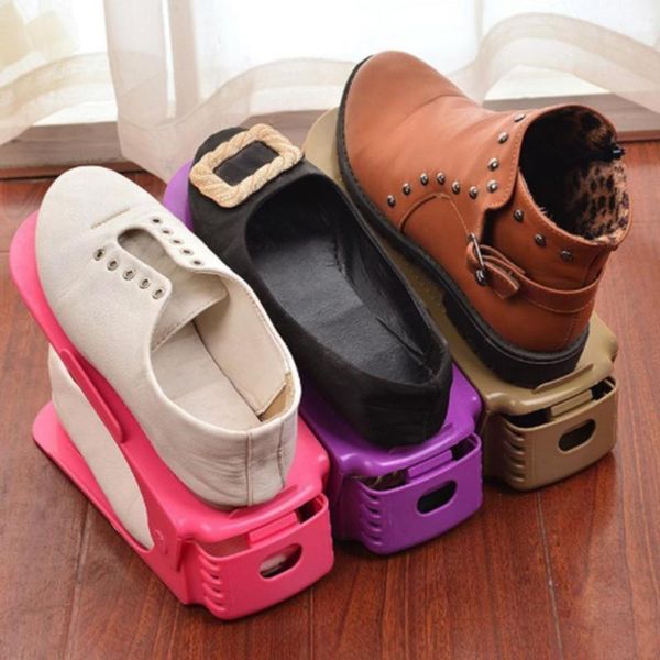 

simple creative plastic shoes rack organizer space-saving storage adjustable durable shoe save space home clothing & wardrobe