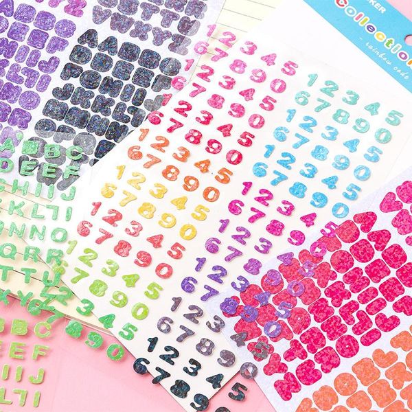 

gift wrap 4 sheets/lot color alphabet numeral stickers aesthetic decorative diary scrapbooking material hand account