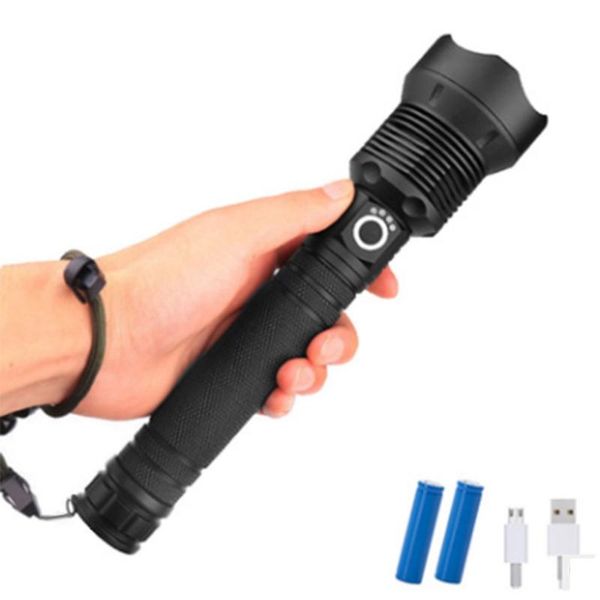 

flashlights torches p70 strong light usb rechargeable led long-range zoom power display outdoor