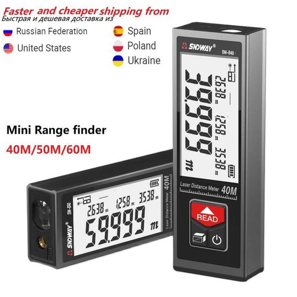 SNDWAY Laser-Entfernungsmesser Handheld Digital SW-B60M 50M 40M Laser-Entfernungsmesser Entfernungsaufbau Messgerät Testwerkzeug Mini USB 210719