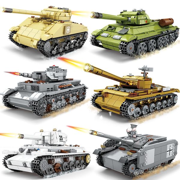 

2021 new Military tank sets ww2 germany us T34 model building blocks kits army world war 2 1 i ii panzer vehicle armored toys