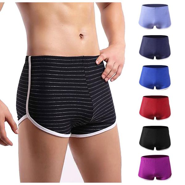 

underpants boxer mens underwear men cotton male striped print panties shorts traditional soft low waist, Black;white