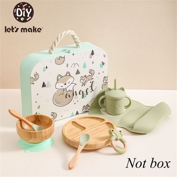 

1set wooden feeding tableware sets food bowl plate grade baby silicone cat cups infant for birth gift 211026