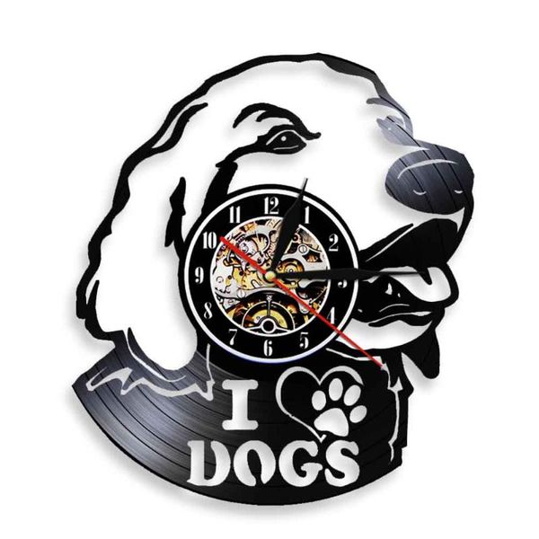 

love dogs record wall clock dog portrait lovely doggy personality animal pet puppy head art decorative clocks