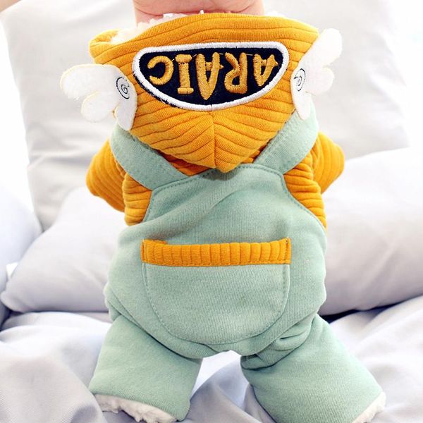 

dog apparel thicken snow winter clothes jumpsuit cute wing warm pet down jacket with fur for small medium animal puppy chihuahua goods
