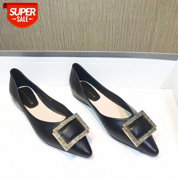 

single shoes women flat heel pointed toe casual korean style wild mary jane 9366-22 #r22s, Black