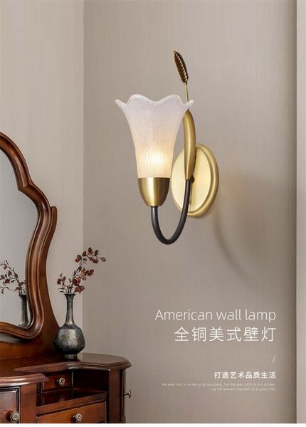 

wall lamp american retro living room decoration copper lighting study bedside corridor aisle stairs porch fixture lights