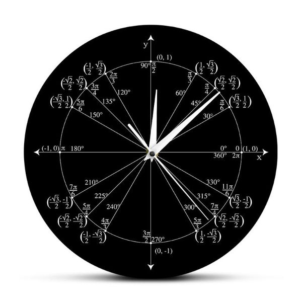 Relógios de parede Círculo Círculo Math Teacher Relógio Trigonometria Pré Cálculo Sala de aula Decoração Geometria Radian Radian Ângulos Valores
