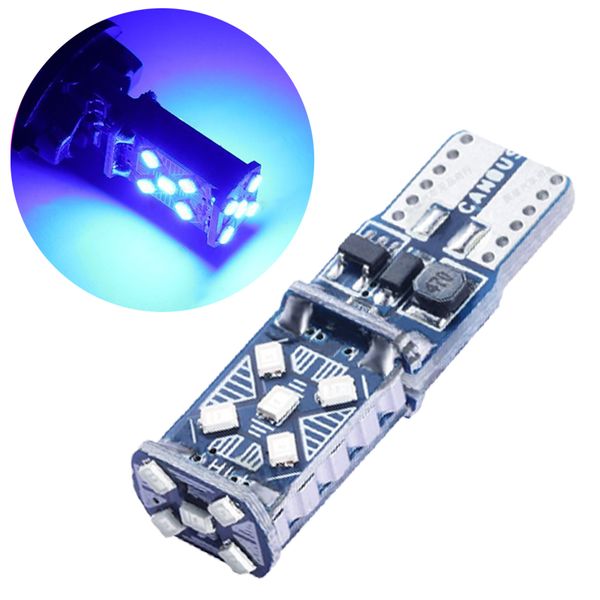 20 adet / grup Mavi T10 W5W 2016 15SMD CANBUS Hatası BEDAVA LED Ampuller için Gümrükleme Lambaları Araba İç Kubbe Işıkları Geniş Gerilim 12 V 24 V