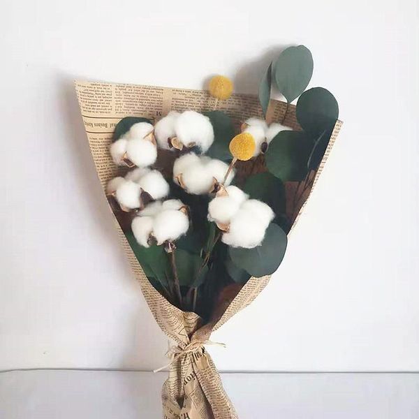 

decorative flowers & wreaths dried cotton natural eucalyptus leaves dry flower wedding deco marriage party home living room decoration acces