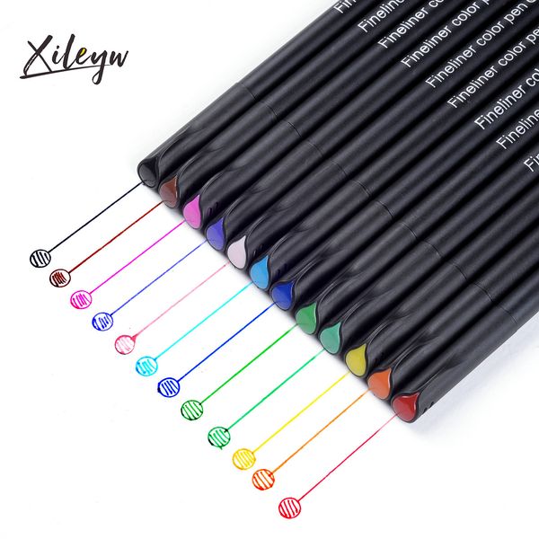 

painting pens xiler 12 24 / 36 fine color marking edge stroke hand account needle tube pen painting brush, Black;red