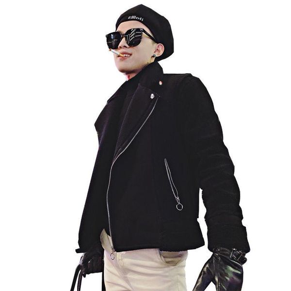 

men's down & parkas lamb wool coat men 's winter thicken warm all -matching fleece fried street cotton -padded, Black