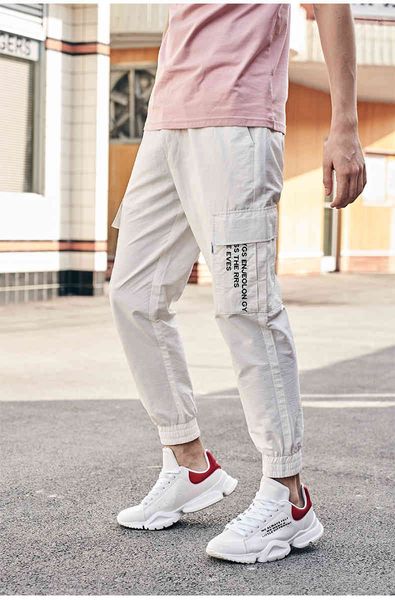 

ytx534 summer fine men's overalls, hong kong style cut pants, pants, Black