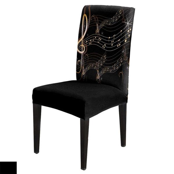 

chair covers golden music notes spandex elastic dining slipcover removable kitchen seat case stretch cover for banquet