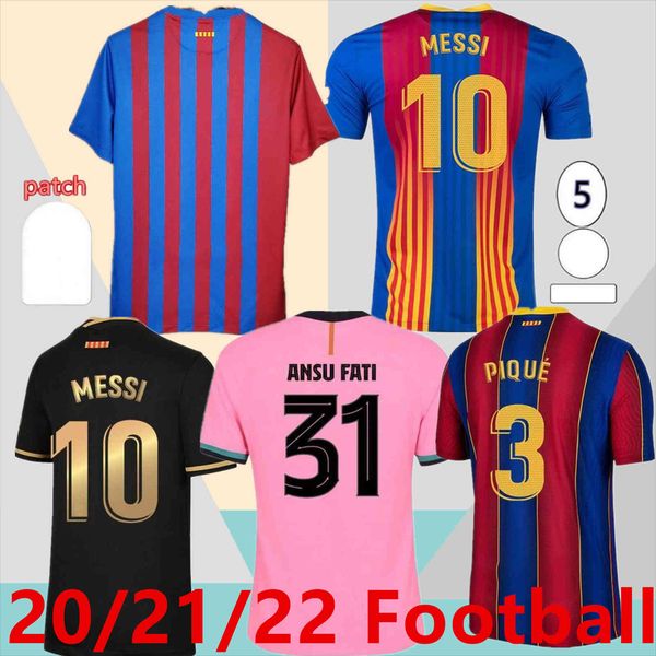 

2022 2021 messi ansu fati sports soccer jersey 20 21 griezmann de jong pjanic coutinho football shirt barcelona adult, Black